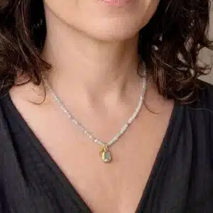 Aquamarine & 24k gold necklace