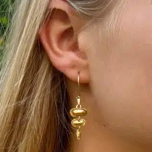 22k solid gold oval dangle earrings