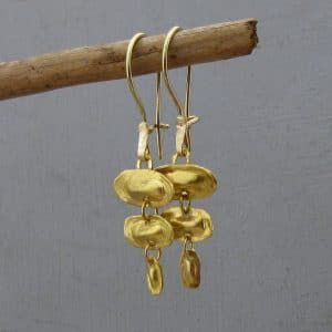 22k solid gold oval dangle earrings