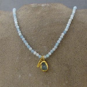Aquamarine & 24k gold necklace