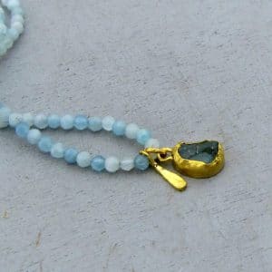 Aquamarine & 24k gold necklace