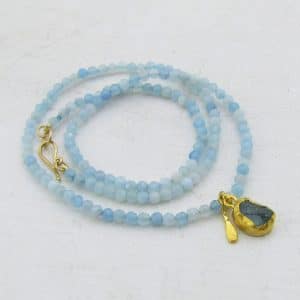 Aquamarine & 24k gold necklace