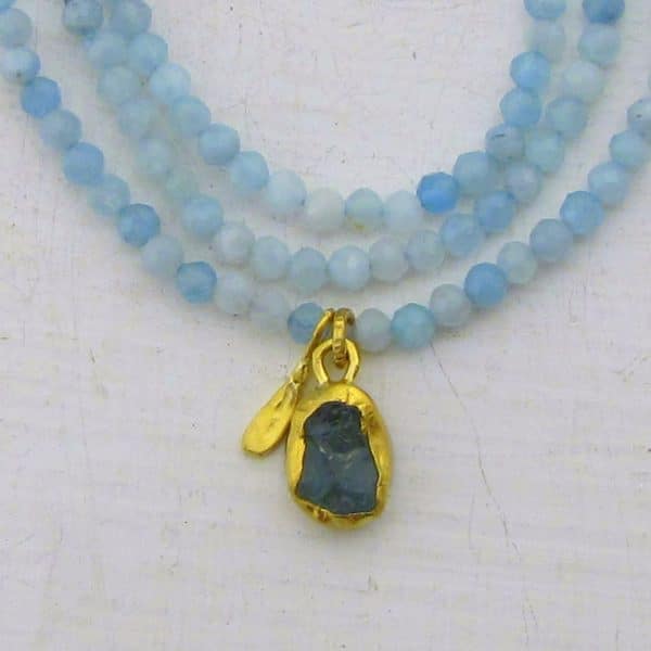 Aquamarine & 24k gold necklace