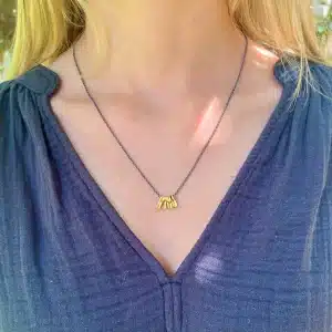 Solid 22k gold and silver boho chic necklace