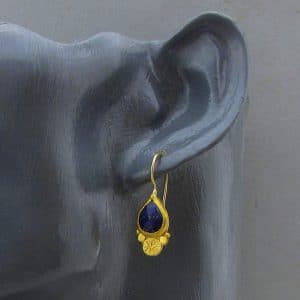 Handmade Lapis Lazuli 24k solid gold earrings