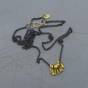 Solid 22k gold and silver boho chic necklace