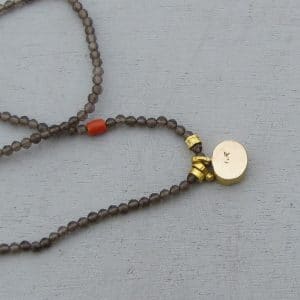 Smoky Topaz handmade 24k gold necklace