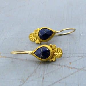 Handmade Lapis Lazuli 24k solid gold earrings