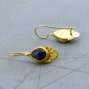 Handmade Lapis Lazuli 24k solid gold earrings