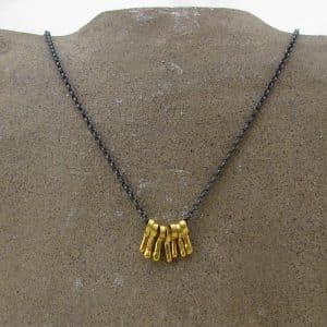 Solid 22k gold and silver boho chic necklace