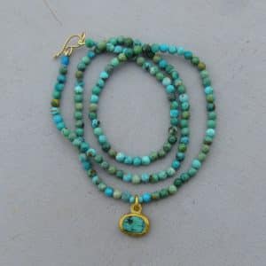One of a kind Turquoise and 24k gold necklace