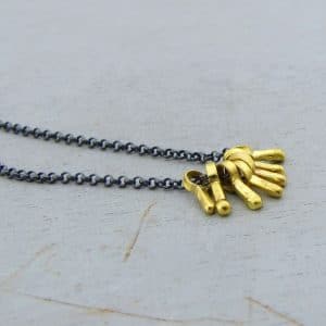 Solid 22k gold and silver boho chic necklace