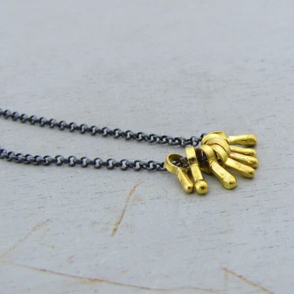 Solid 22k gold and silver boho chic necklace