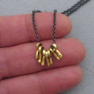 Solid 22k gold and silver boho chic necklace