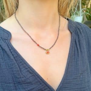 Smoky Topaz handmade 24k gold necklace