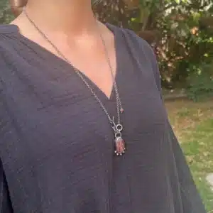 Decorated red Agate Intaglio chunky silver necklace