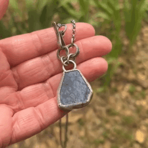 Trapeze Lapis Lazuli Intaglio rustic silver necklace