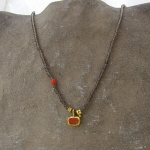 Smoky Topaz handmade 24k gold necklace