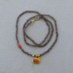 Smoky Topaz handmade 24k gold necklace