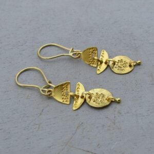 22k solid gold handmade dangle earrings
