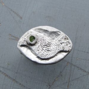 Handmade silver and Peridot bird ring