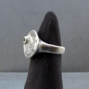 Handmade silver and Peridot bird ring