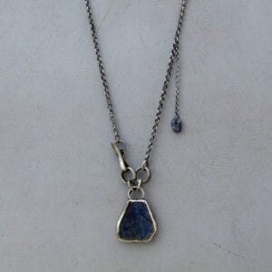 Trapeze Lapis Lazuli Intaglio rustic silver necklace