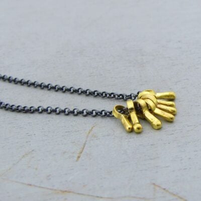 Solid 22k gold and silver boho chic necklace