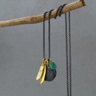 Handcrafted 22k gold & silver multi-charm necklace