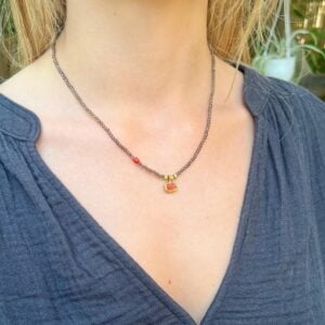 Smoky Topaz handmade 24k gold necklace