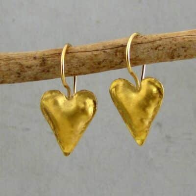 Handmade 22 karat gold heart earrings