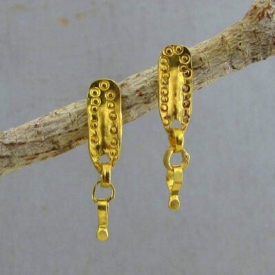 Articulated solid 22k gold link stud earrings