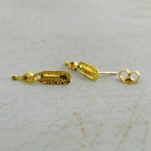 Articulated solid 22k gold link stud earrings