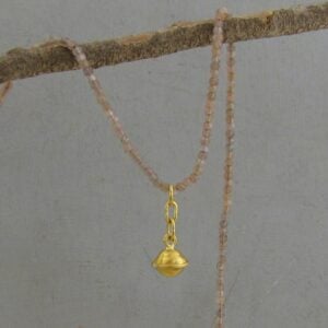 Brown Moonstone beads necklace with solid 22k gold pendant