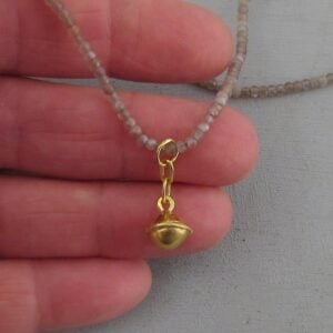 Brown Moonstone beads necklace with solid 22k gold pendant