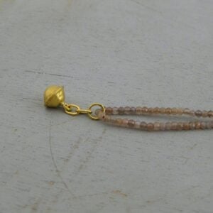 Brown Moonstone beads necklace with solid 22k gold pendant