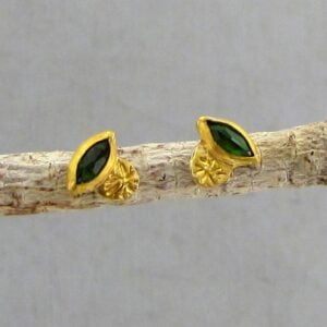 Chrome Diopside & solid 24k gold stud earrings