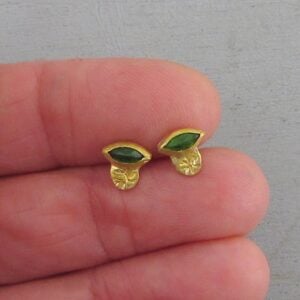 Chrome Diopside & solid 24k gold stud earrings