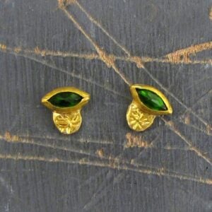 Chrome Diopside & solid 24k gold stud earrings