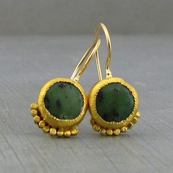 Green Chrysoprase 24 karat gold earrings