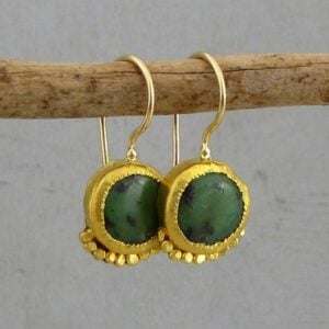Green Chrysoprase 24 karat gold earrings
