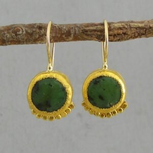 Green Chrysoprase 24 karat gold earrings