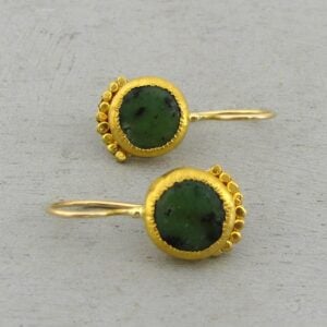 Green Chrysoprase 24 karat gold earrings