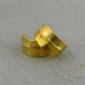 Hammered solid 22k gold wide open hoop earrings