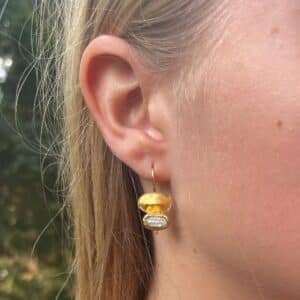 Asymmetrical Pearl & solid 24k gold drop earrings