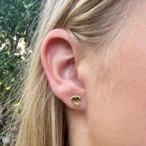 Chrome Diopside & solid 24k gold stud earrings