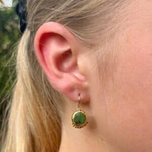 Green Chrysoprase 24 karat gold earrings