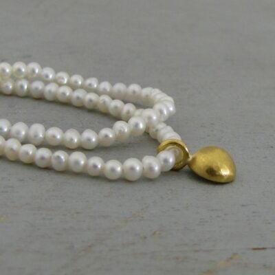 Pearls & 22k gold dome necklace