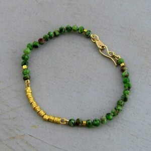 Ruby Zoisite & solid 22k gold beads bracelet