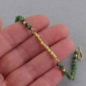Ruby Zoisite & solid 22k gold beads bracelet